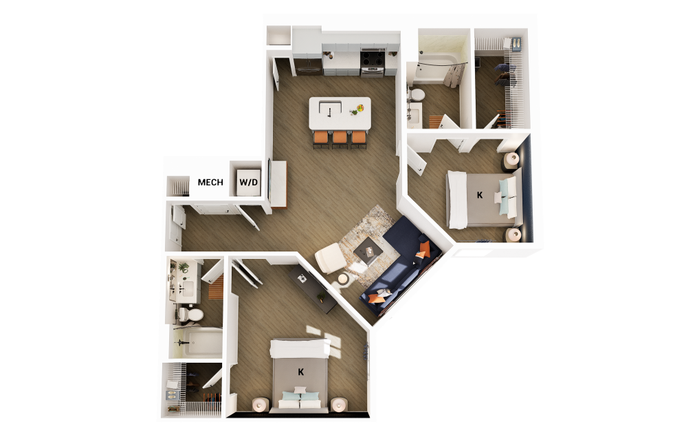 B2-M - 2 bedroom floorplan layout with 2 bathrooms and 1024 - 1026 square feet B2-M - 2 bedroom floorplan layout with 2 bathrooms and 1024 - 1026 square feet