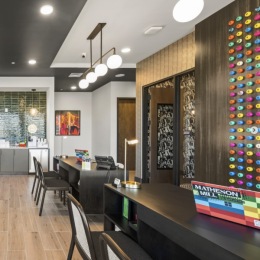 lounge room on wood-style flooring with ample seating