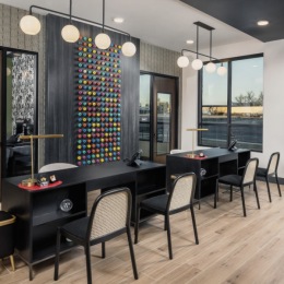 lounge with colorful decor